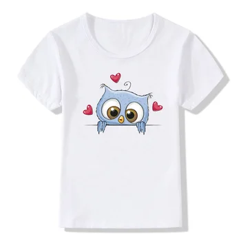 ZSIIBO otroška T-shirt Evropski in Ameriški modni risanka sova tiskanja kratka sleeved krog vratu fant otroka, otroška T-shirt majica