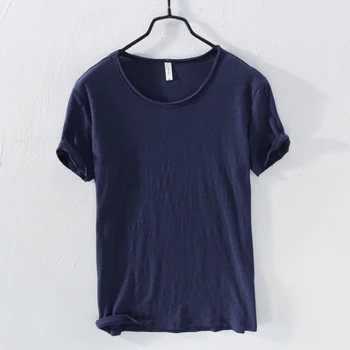 Čistega Bombaža T-shirt Za Moške Barva Priložnostne Tanke T Shirt Osnovne Tees Moški Plus Velikost Kratek Rokav Vrhovi Oblačila