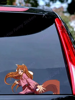 JuYou Smešno Nalepke Zunanjost Pribor Cute Anime Spice and Wolf HOLO Lep Avto Nalepke Vinyl Car Wrap Nalepke za Dekoracijo